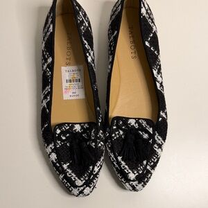 Talbots Black and White Loafers with Tassels